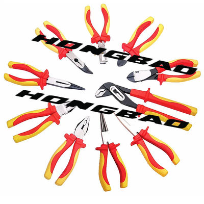 6 7 8&quot; Insulated Vde Plier Set Ergonomic Grip Handle 1000V CR-V AC Electrical Cutting Pliers