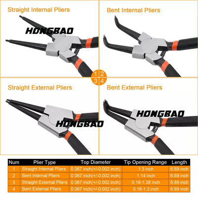 Combination Snap Retaining Ring Pliers 4PCS Internal External Circlip Pliers Set 7 10 12 Inch