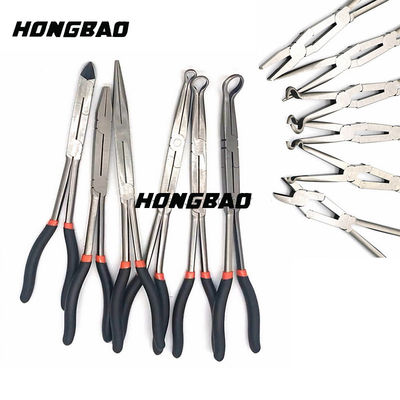 11&quot; Bent Nose Long Reach Pliers Set Extra Long 45 Degree Angled Clip Curved