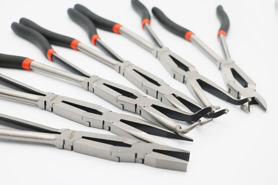 13&quot; Long Bent Needle Nose Pliers Vde Double X Joint Straight Extra Long Pliers