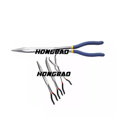 13&quot; Long Bent Needle Nose Pliers Vde Double X Joint Straight Extra Long Pliers