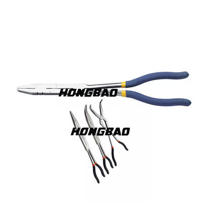 Wide Long Nose Flat Pliers For Jewelry 200mm Double X Joint  Straight Extra Long Clip