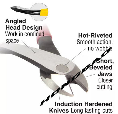 9&quot; Angled Side Cutters  Big Hook Bent High Leverage 60# CRV Steel Heavy Duty